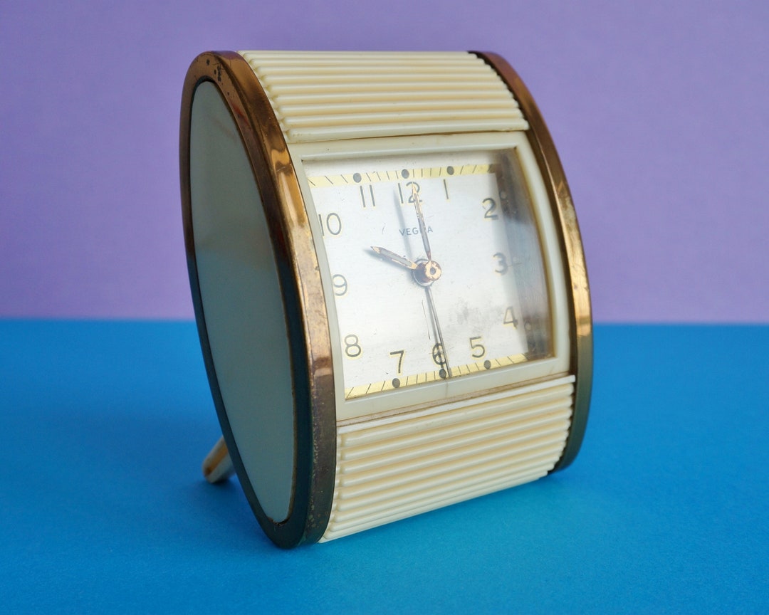 Rare Vintage Travel Alarm Clock Veglia, White Bakelite Etsy