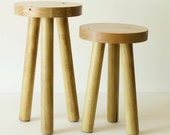NEW 3 Leg Wooden Stool Stained- 2 Sizes Available