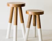 Dipped Undipped 3 Leg Wooden Stool Stained- 2 Sizes Available