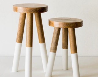 Dipped/Undipped 3 Leg Wooden Stool Stained- 2 Sizes Available