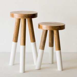 Dipped/Undipped 3 Leg Wooden Stool Stained- 2 Sizes Available