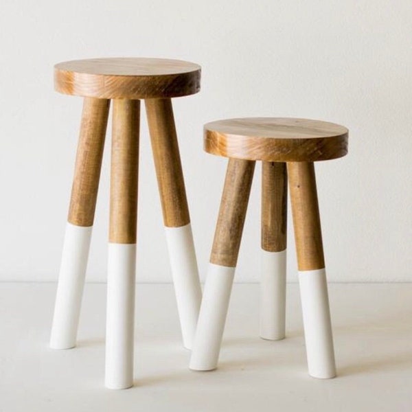 Dipped/Undipped 3 Leg Wooden Stool Stained- 2 Sizes Available