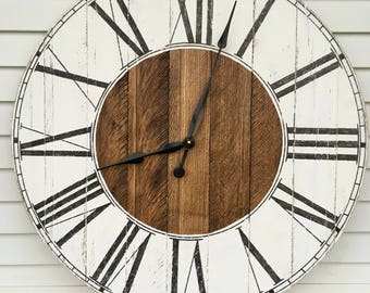 Wood Clock Rustic Farmhouse Style Wooden Pallet "Kat" Clock 6 sizes!