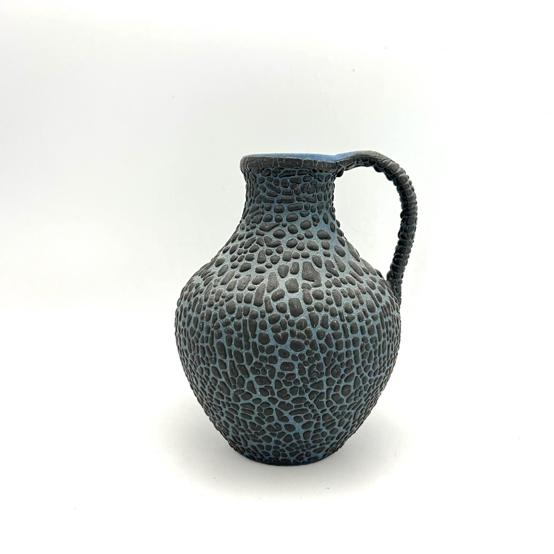 Albert Kiessling Studio stunning rare famous ,,Snake skin "glaze, handthrown Ceramic  Modern Art vase - 1960 -   GDR pottery.
