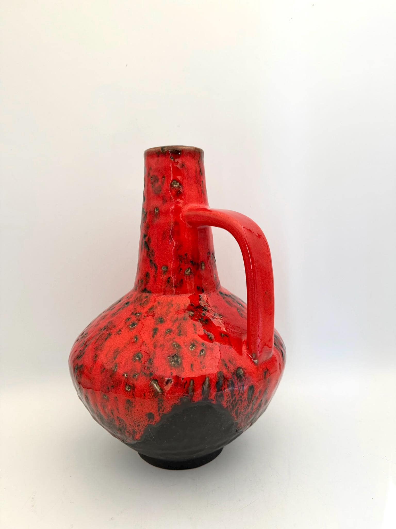 Vintage Carstens Tönnieshof Fat Lava Vase, Red Black Glazed