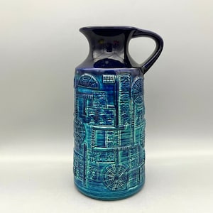 Vintage Bay Keramik Vase, Bodo Mans Narvik Relief, West Germany