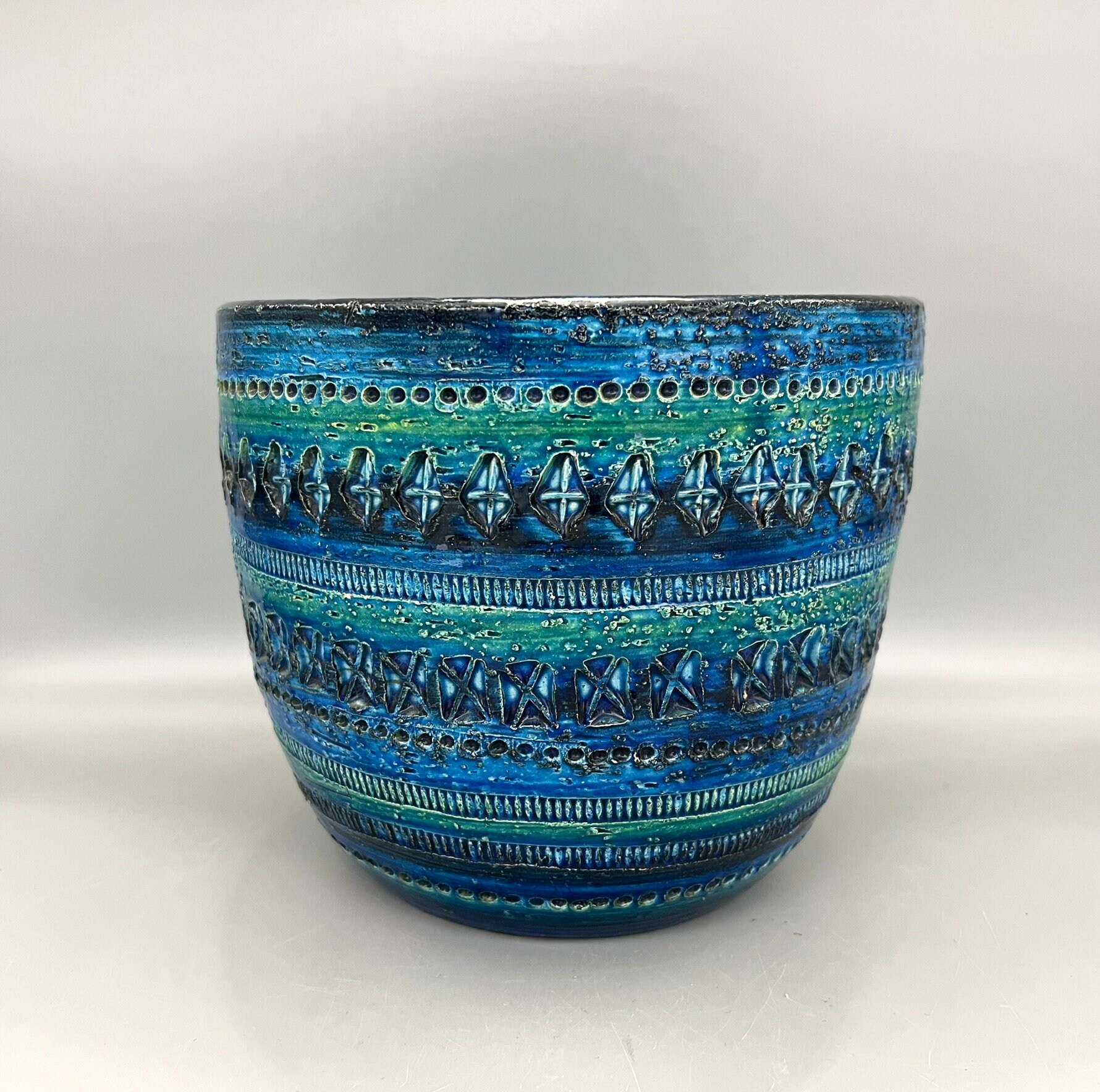 Vintage Bitossi Rimini Blue Planter by Aldo Londi, Italian