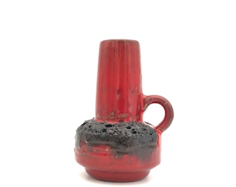 Kreutz 219,  red and black  Fat Lava vase , stunning / quality / collectable  WGP.  1960s / 1970s  West Germany Pottery.