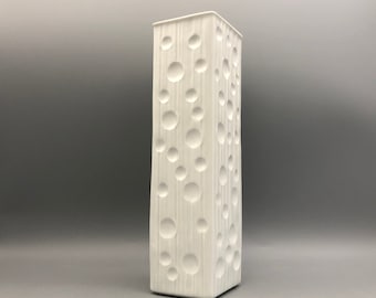 Eschenbach Bavaria ,,Mooncrater Space Age&quot;  large Op Art design  Mid Century Modern white porcelain vase  1960s /1970s Germany vase.