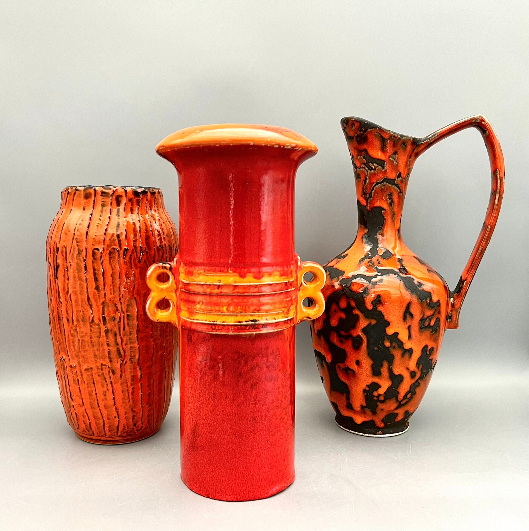 Fat Lava ヴィンテージフラワーベース Bay Keramik オレンジ