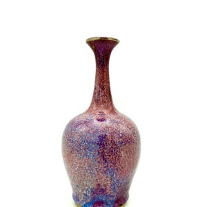 Mid Century Modern Studio Art Vas, rosa, vinröd, lila, blå glasyr, 1970-talet