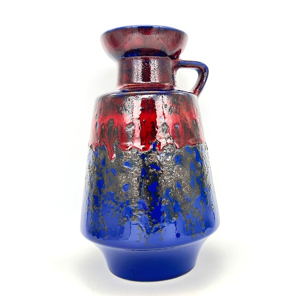 Dümler & Breiden XL beautiful, and gorgeous intense red and blue large  vintage Mid Century Modern 1970s West Germany pottery. WGP vase.