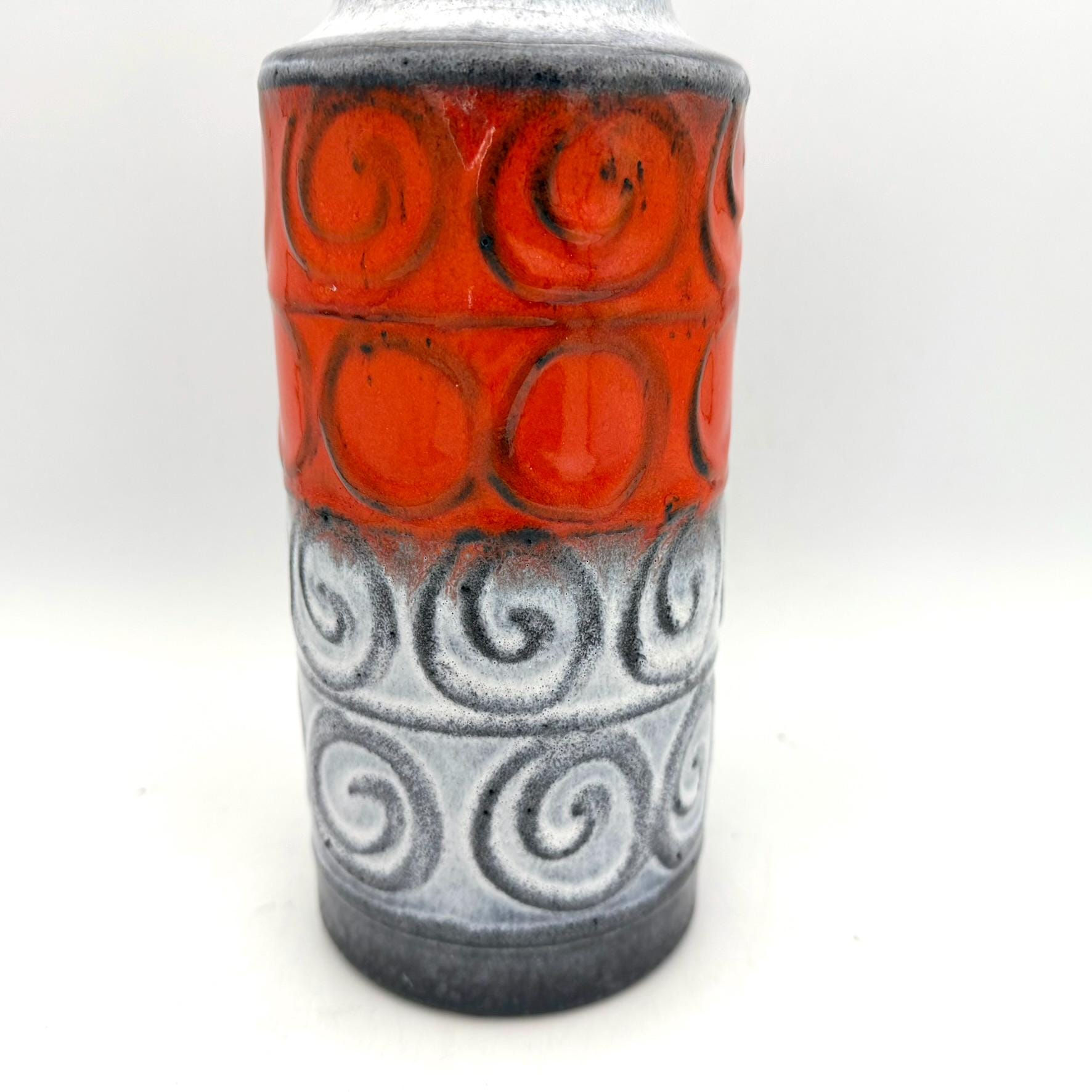 Scheurich Keramik 401 / 28 Red White Fat Lava Vintage Vase Mid