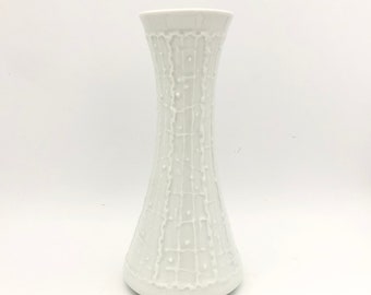 Royal KPM white porcelain  1960s handmade vase Bavaria Germany .