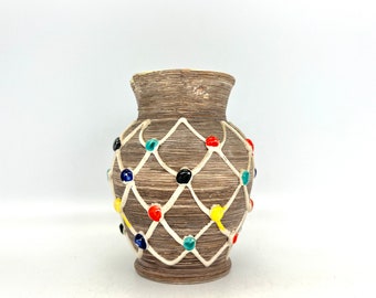 Fratelli Fanciullacci Vase, Hand-Decorated Italian Pottery, Mid-Century Modern