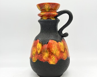 西ドイツ Fat Lava Walter Becht 花瓶 24cm A West German Fat Lava Vase by Walter Becht. the Vase is Numbered