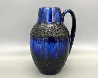 【special】 scheurich fat lava 花器 Scheurich Fat Lava Vase – Blue & Black Ceramic, West Germany 1960s