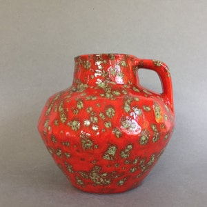 ES - Keramik / Emons and Söhne Keramik, rood gevlekte vintage vaas uit het midden van de eeuw modern keramiek uit de jaren 60/70 uit West-Duitsland aardewerk.