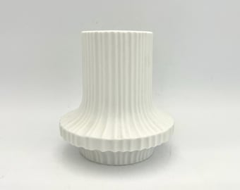 Heinrich Bavaria ,Ufo Shape, Op Art design Mid Century Modern 1970s Germany white bisque  Porcelain Relief structure vase.