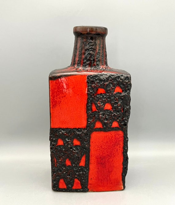 Buy Scheurich Fat Lava Vase, Orange Red & Black Rectangular