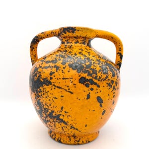 Marei Keramik 6351, Jackson Pollock-stil - MidCenturyModern 1970-tals orange gul svart vintage