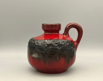 Kreutz 210,  beautiful red / black Fat Lava vase of  WGP.  1960s / 1970s  West Germany Pottery. Collectors item.