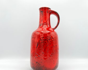 Fat Lava Vase, Gräflich Ortenburg, Red Black West German Pottery