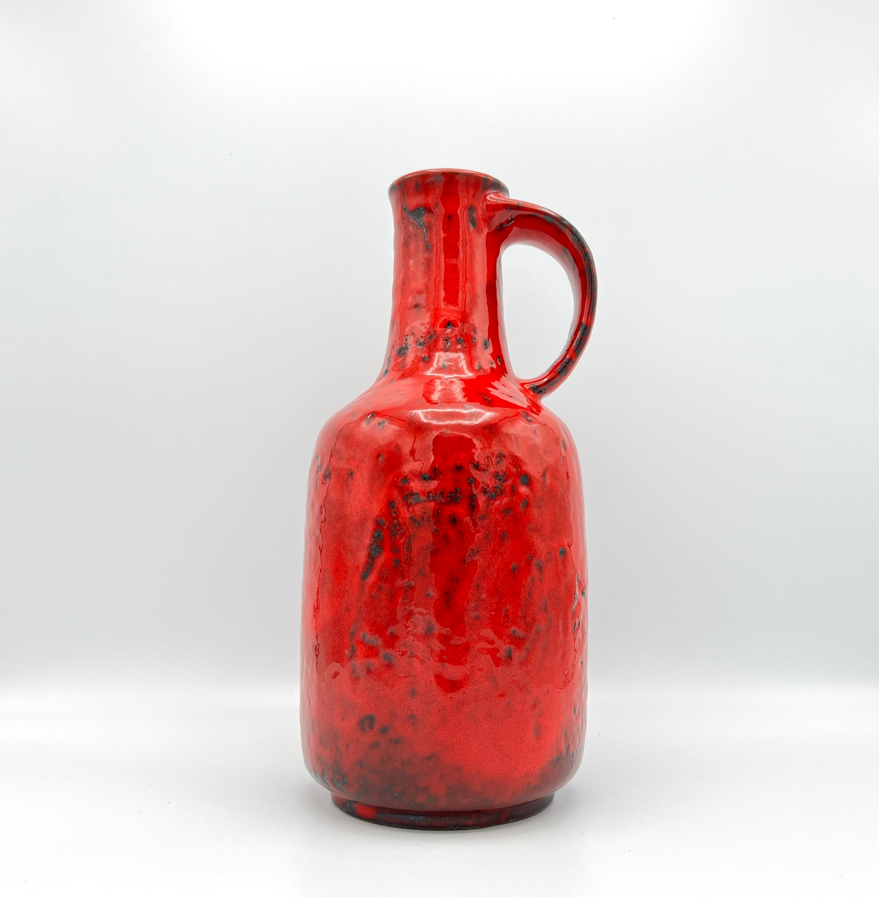Graflich Ortenburg Fat Lava Fatlava 西ドイツ Vintage Gräflich Ortenburg Red Fat Lava Vase, West German Pottery