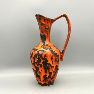 P-Keramik Beautiful rare orange black ceramic Vintage Fat Lava vase  Mid-Century Modern 60s - 70s West Germany.