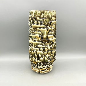 Jasba Keramik  145 - 28 - very Rare creme, green and black relief Vintage Mid Century  1960s ceramic vase  -   West Germany Pottery WGP.