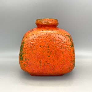 Ruscha Keramik 814 rare ,,Volcano" glaze , 1970s Vintage Art Vase, orange /green/ beige  Fat Lava Mid-Century West German  Pottery.