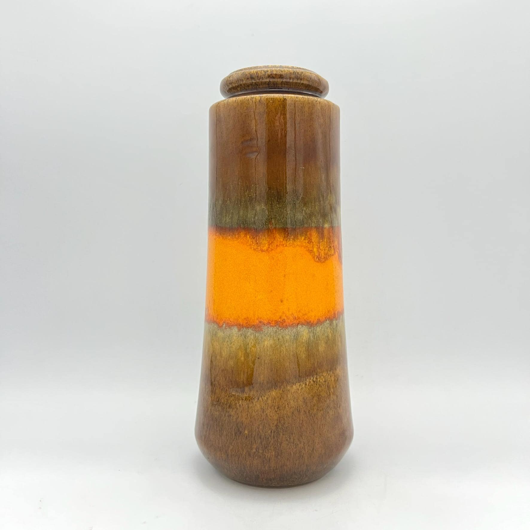 Scheurich Keramik 206/26 Orange Green Brown Fat Lava Vintage Mid