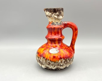 Vase Jopeko Fat Lava 7201 / 15 pots Fat Lava vintage orange et blanc d'Allemagne de l'Ouest.