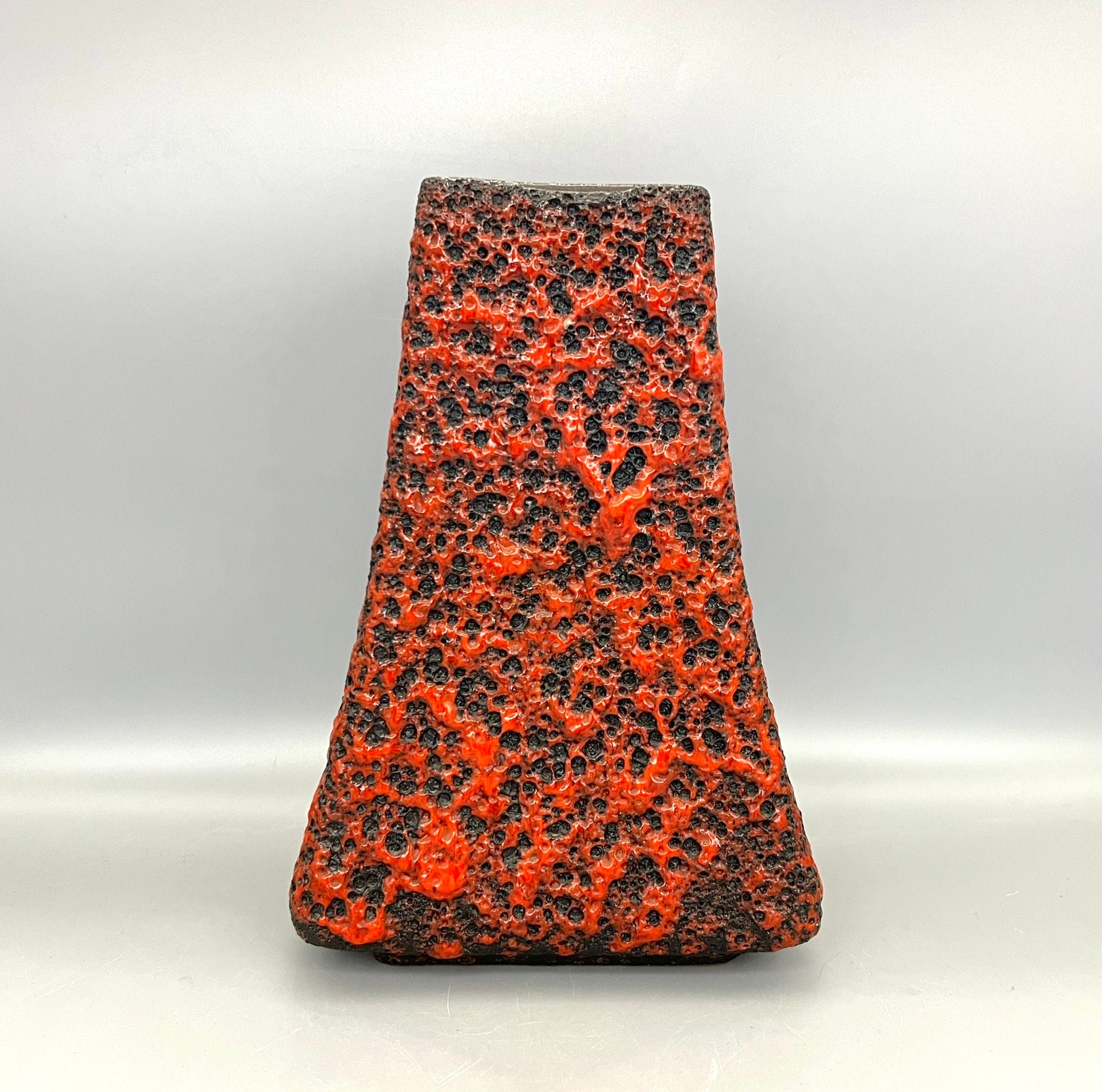 Fohr 342 - 25 Fat Lava red / black Mid Century beautiful large ceramic West Germany - MidCenturyModern vase 1970s . WGP.