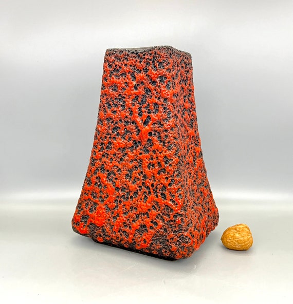 【ドイツ Fohr Keramikの鉢カバー】T-9 Fat Lava Fohr XL Fat Lava Vase – Red & Black West Germany Ceramic - Etsy