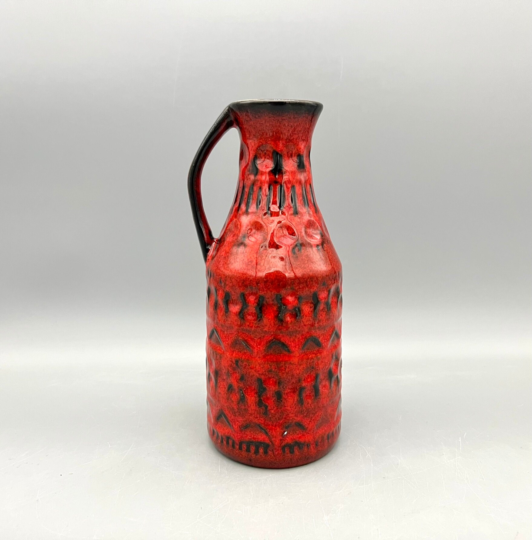 Vintage Bay Keramik Vase, Bodo Mans, Red Black Pottery, West