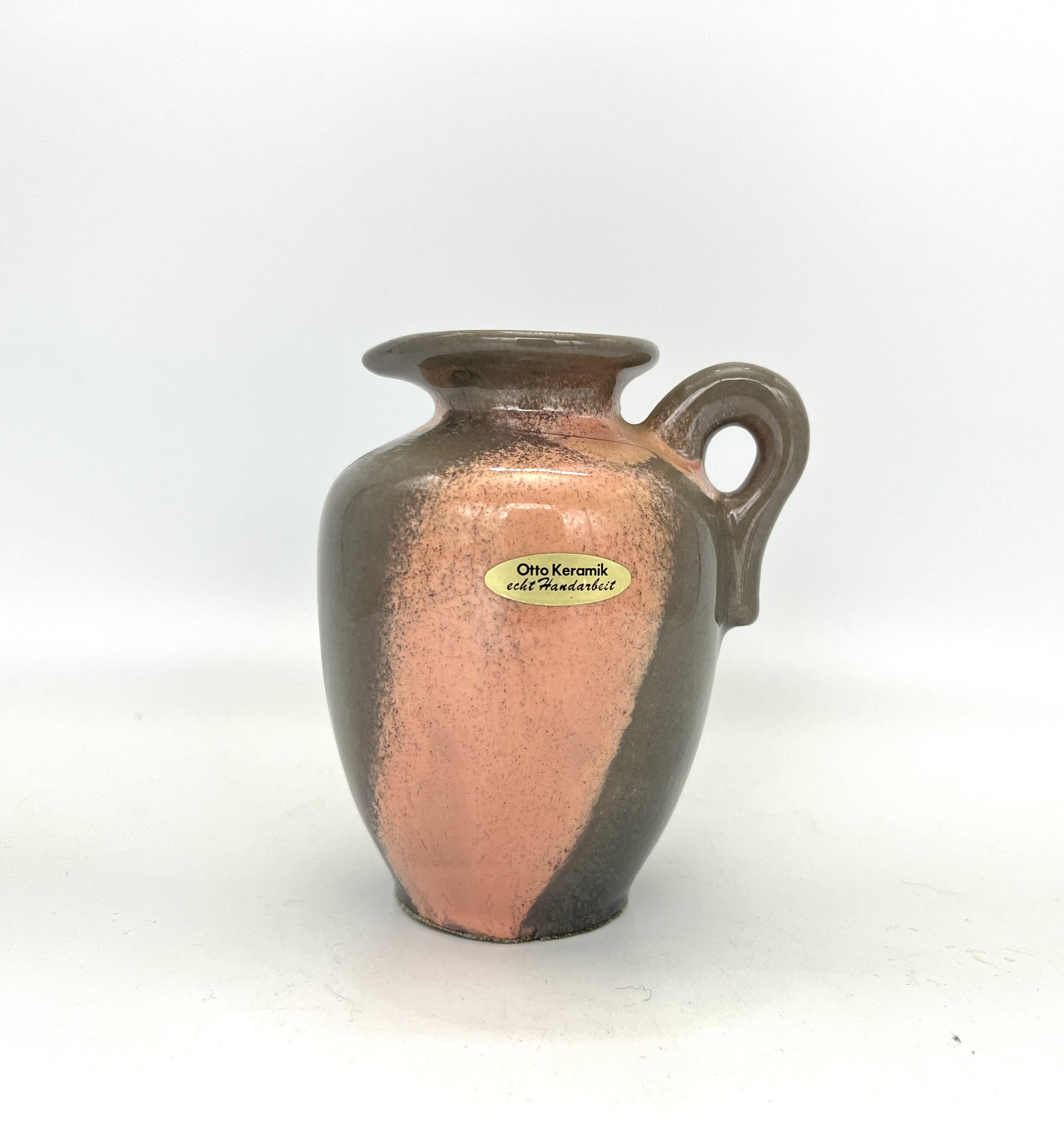 Otto Keramik / Ceramic Vase Grey With Pink ,,reduction Glaze