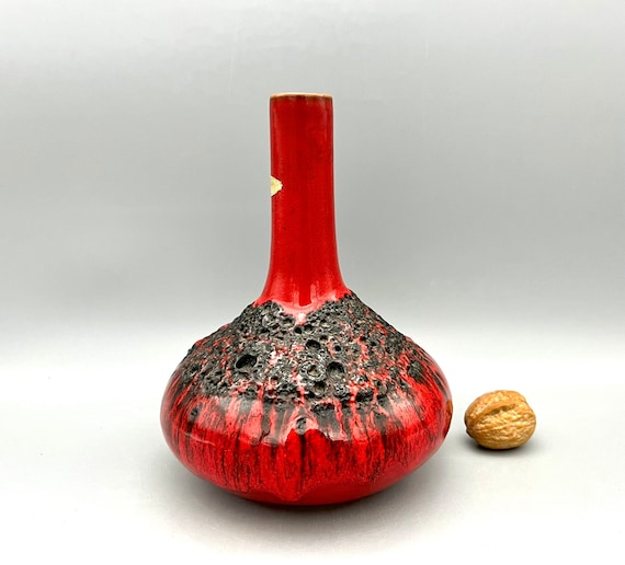 Kreutz Keramik社製  fat lava 花器 KREUTZ KERAMIK RED/BLACK FAT-LAVA JUG VASE 201 (23.5 cm