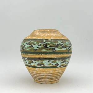 West German Pottery vase  , handdecorated  decor Mid Century Modern 1950s /1960s  ceramic West Germany
