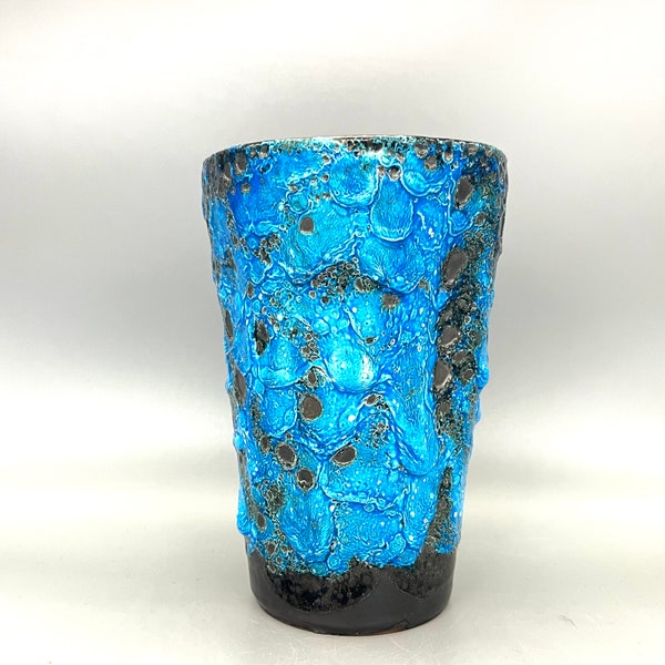 Potterie du Cyclope, Annecy, France, Turquoise extreme Fat Lava vase. Charles Cart glaze design ,,Emaux des Glaciers" 1960s / 1970s.