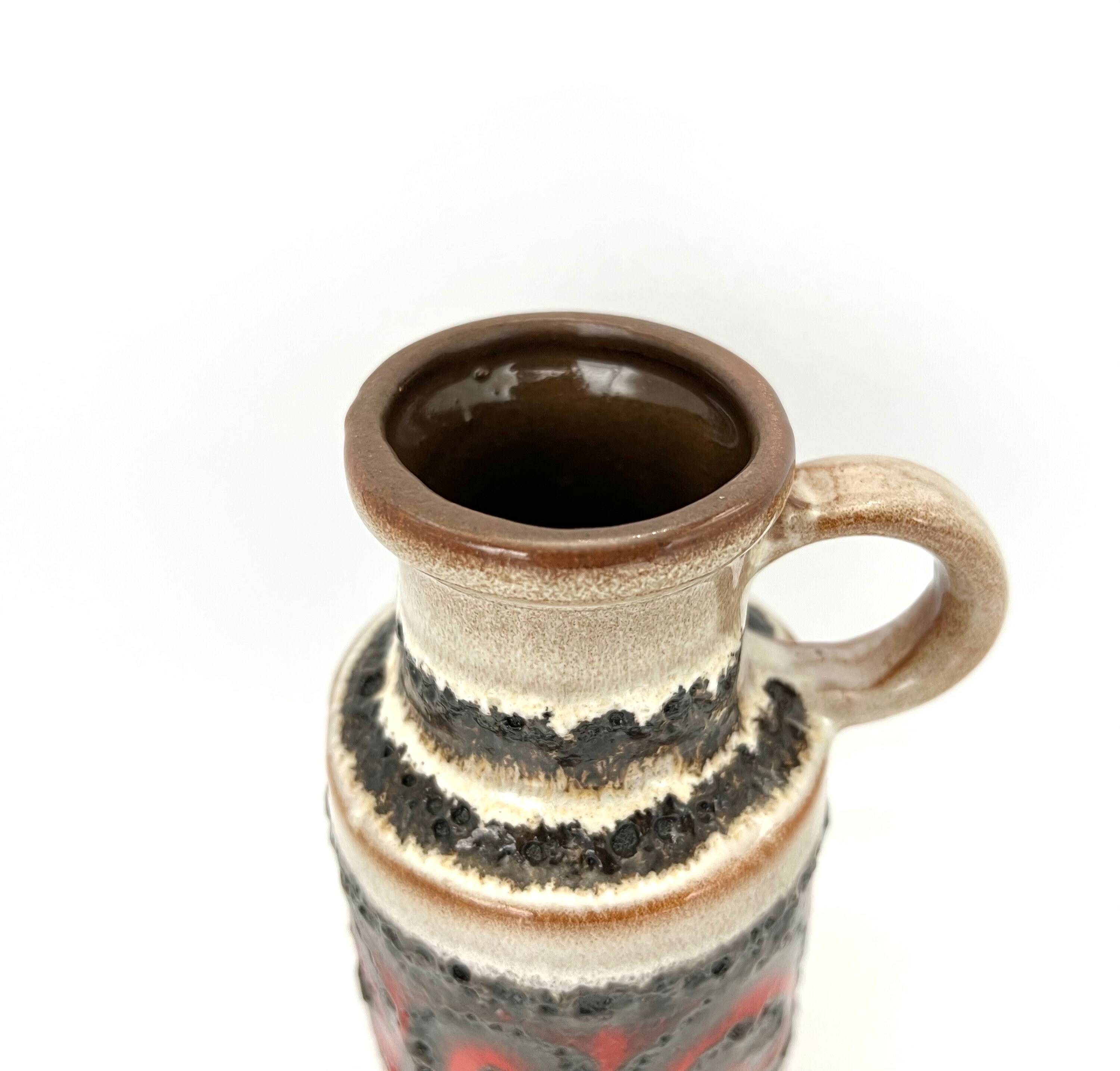 Scheurich Keramik Vase 401/20, Red & Black Fat Lava, West German