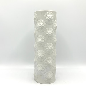 Scherzer Bavaria    Op Art   white bisque porcelain vase,  height 27 cm.,  design : Walter Uhl,   Germany Mid Century Modern.