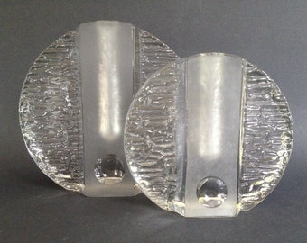 Walther Glass Crystal Set of two  Solifleur vases  Mid Century Modernist  1960s  West Germany.