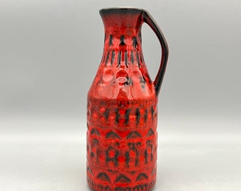 Bay Keramik, beau vase vintage moderne du milieu du siècle des années 1970, rouge et noir, designer ; Bodo Mans, poterie d'Allemagne de l'Ouest. Vase WGP.