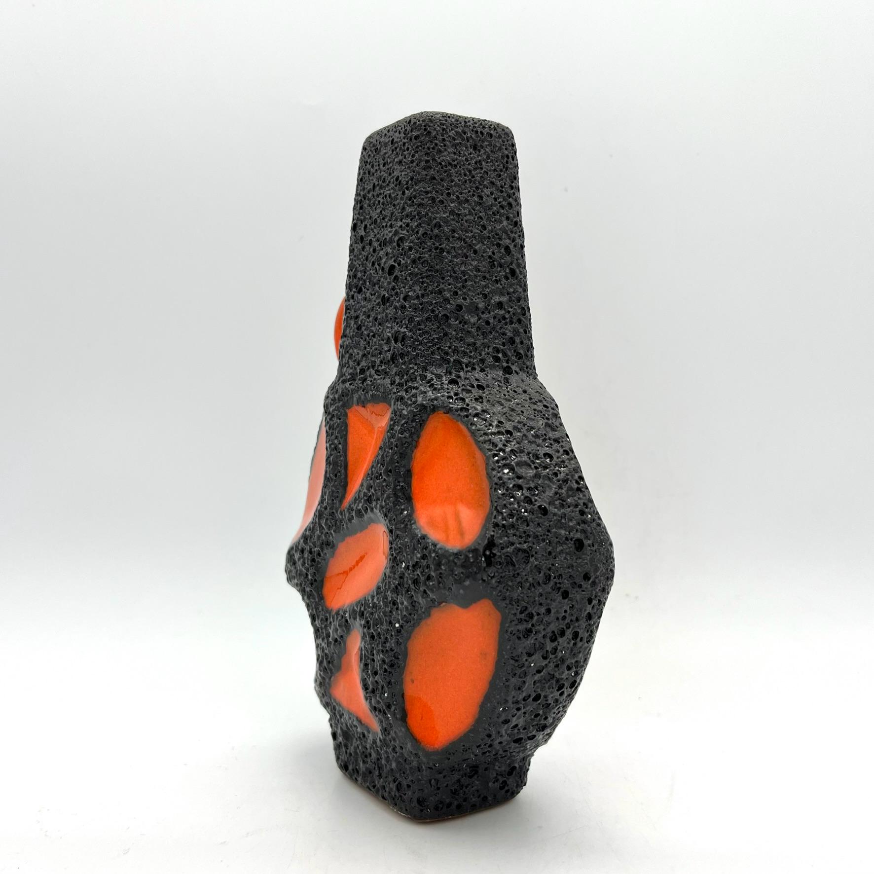Roth Keramik Fat Lava Vase Banjo in Orange & Schwarz im 1970er
