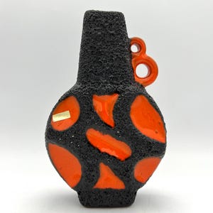 Jarrón Fat Lava "Banjo" de Roth Keramik, naranja y negro, icono de estilo de los años 70