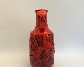 Graflich Ortenburg Fat Lava Fatlava 西ドイツ Gräflich Ortenburg Fat Lava Vase, Red Black West German Pottery