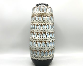 Piesche & Reif/VEB Lausitzer Keramik, beau vase décoré à la main du milieu du siècle, poterie Veb Lausitzer est-allemande des années 1970.