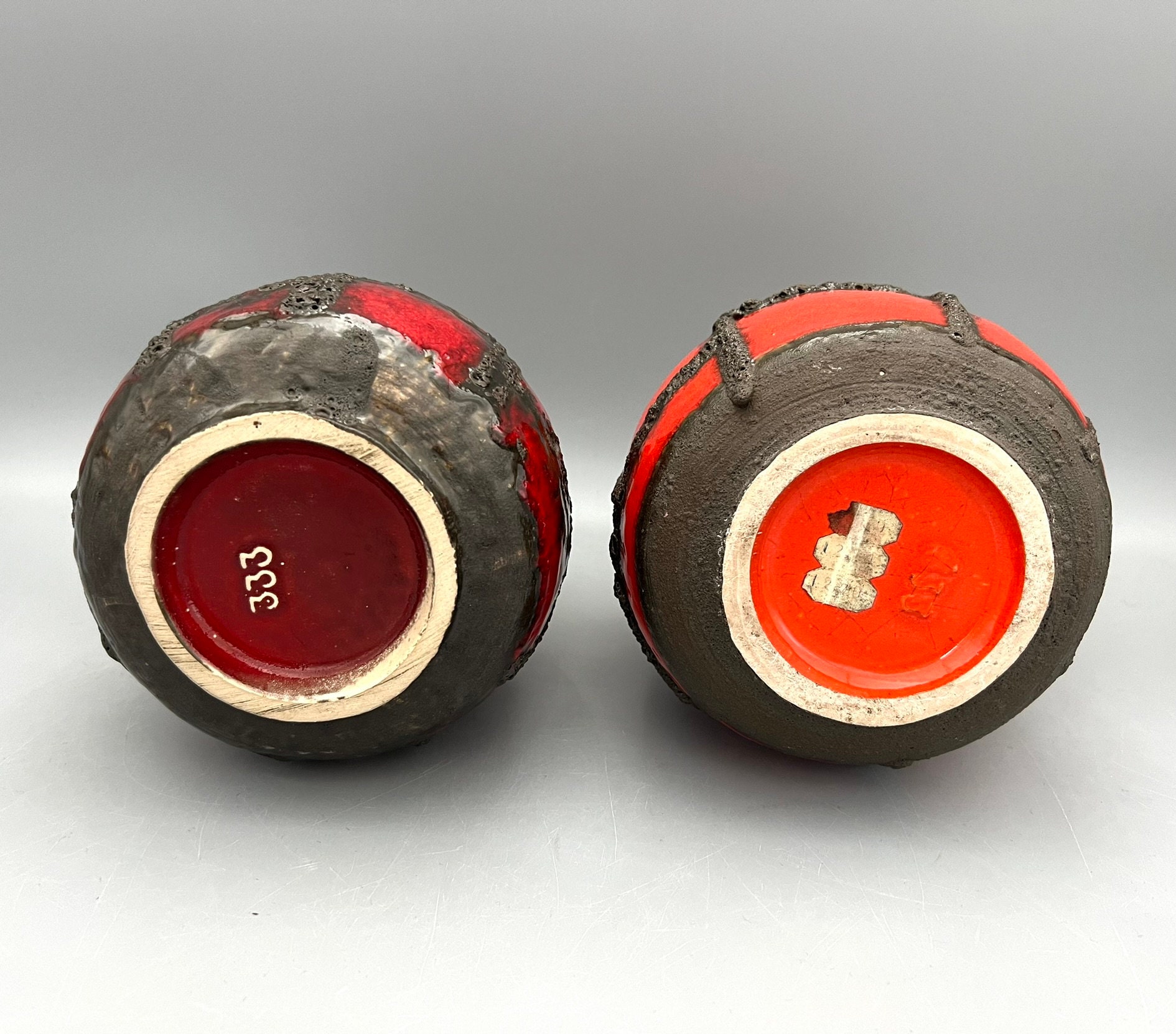 Ruscha Costa Fat Lava Vase, Red Black Pottery, Kurt Tschörner