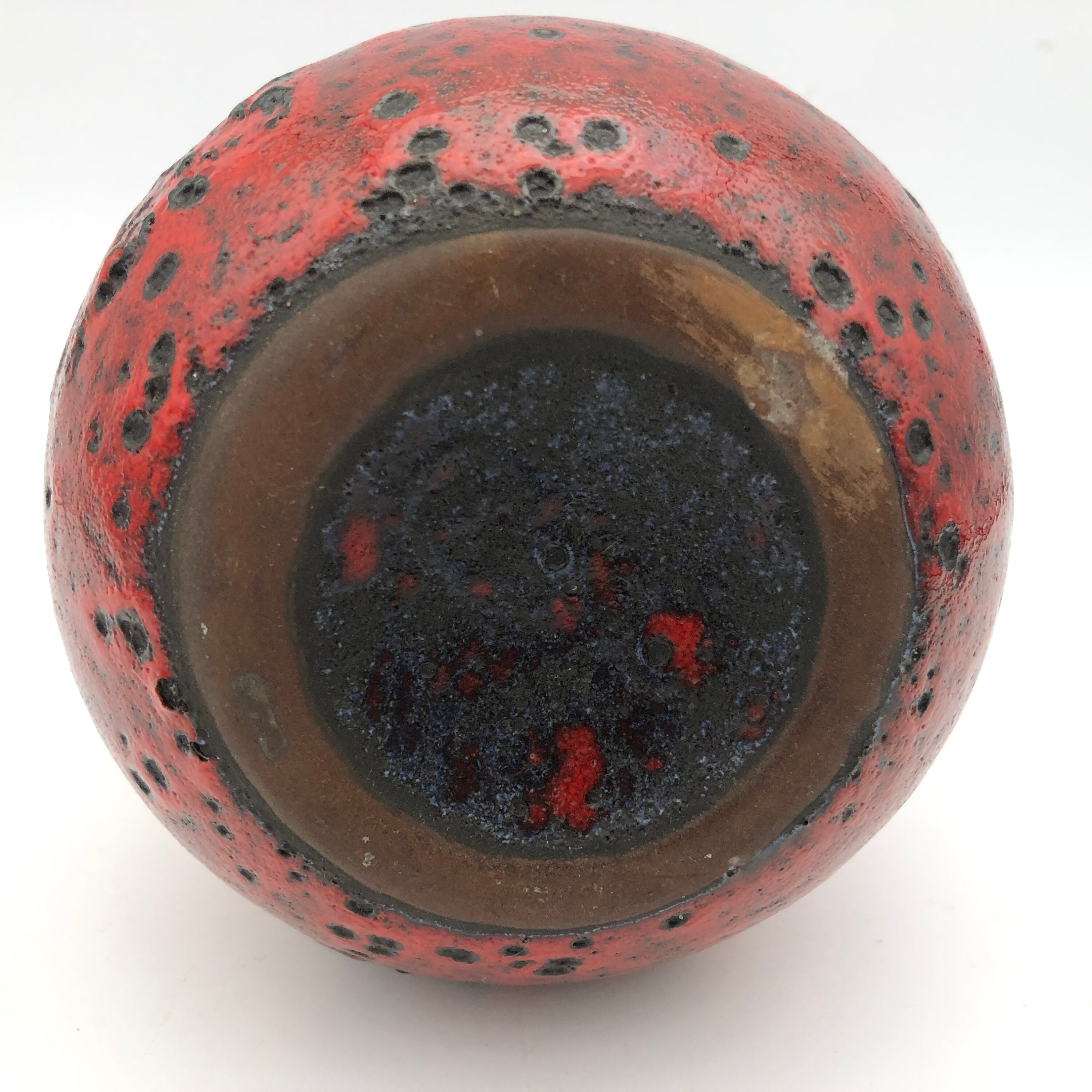 Fat Lava Vase, Gräflich Ortenburg, Red Black West German Pottery